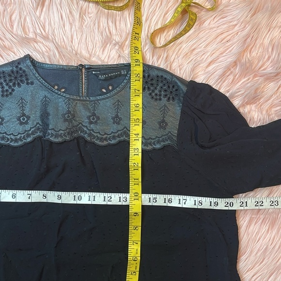 Zara Woman Black Faux Leather Blouse‎ Size Small - Picture 7 of 7